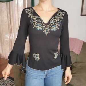 Misdemeanor Boho Bell Sleeve Top Size Medium